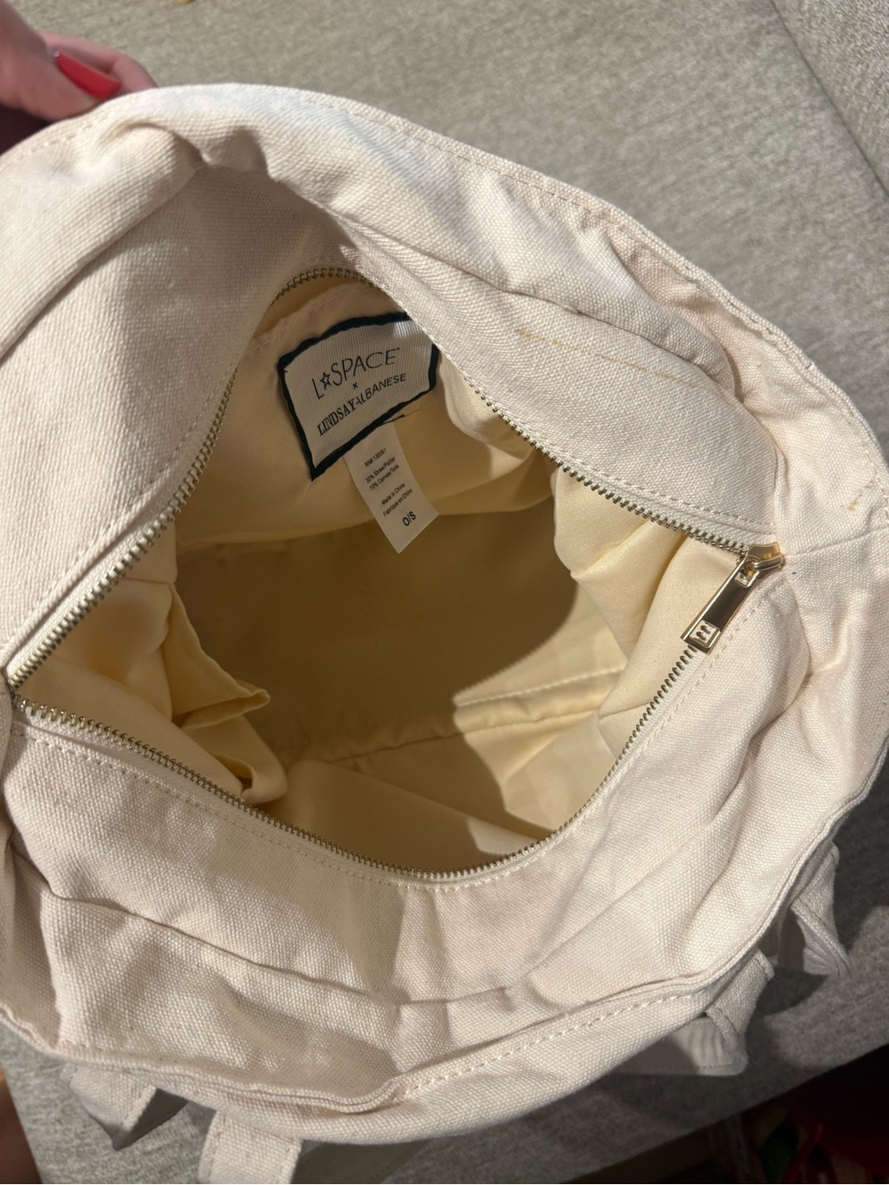 LSPACE x Lindsay Albanese Road Tripping Backpack / Beach Bag in Cream & Tan - Picture 6 of 8